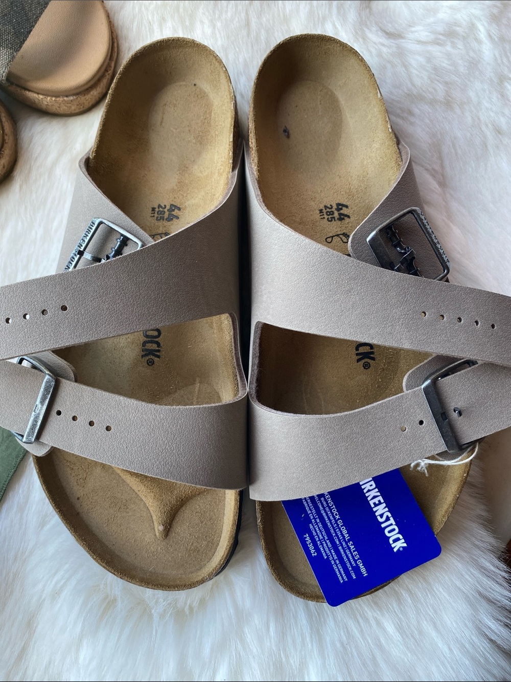 Birkenstock Cross-Strap Slide Sandals in Soft Taupe